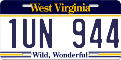 WV license plate 1UN944