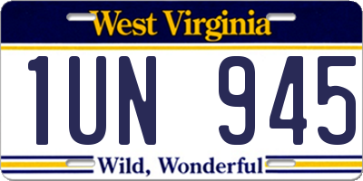 WV license plate 1UN945