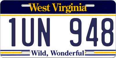 WV license plate 1UN948