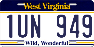 WV license plate 1UN949