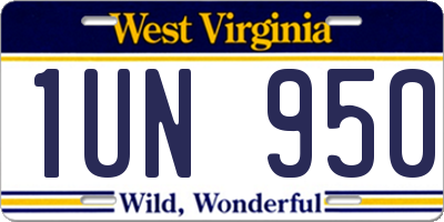 WV license plate 1UN950