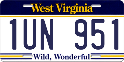 WV license plate 1UN951