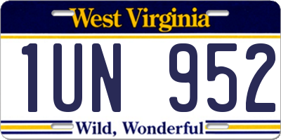 WV license plate 1UN952