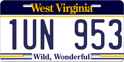 WV license plate 1UN953