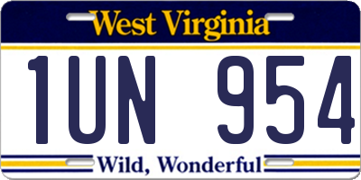 WV license plate 1UN954