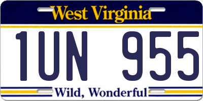 WV license plate 1UN955