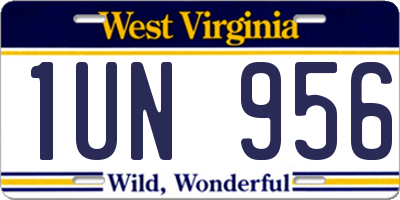 WV license plate 1UN956