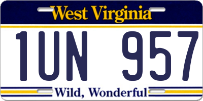 WV license plate 1UN957