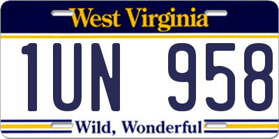WV license plate 1UN958