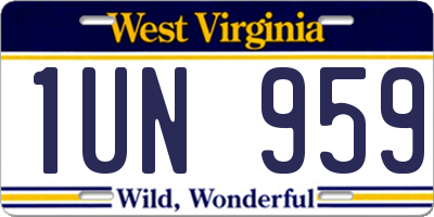 WV license plate 1UN959