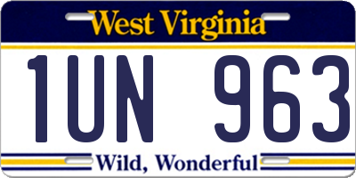WV license plate 1UN963