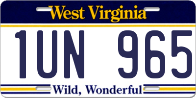WV license plate 1UN965