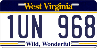 WV license plate 1UN968