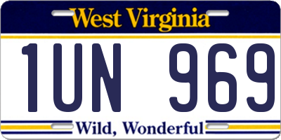 WV license plate 1UN969