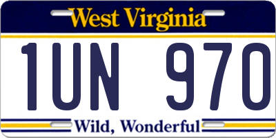 WV license plate 1UN970