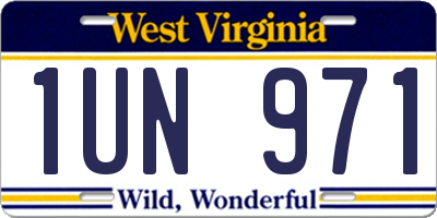 WV license plate 1UN971