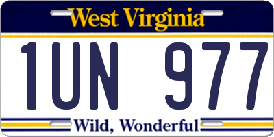 WV license plate 1UN977