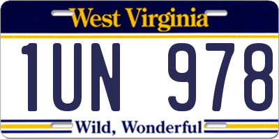 WV license plate 1UN978