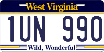 WV license plate 1UN990