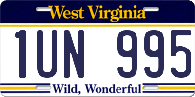 WV license plate 1UN995