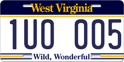 WV license plate 1UO005