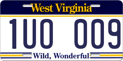 WV license plate 1UO009