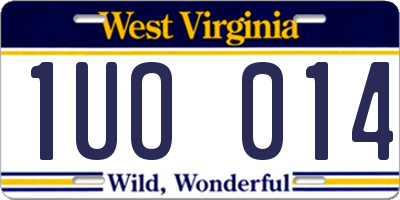 WV license plate 1UO014