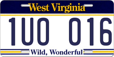 WV license plate 1UO016