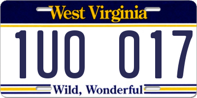 WV license plate 1UO017