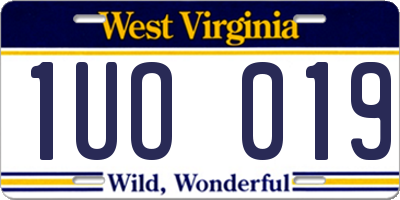 WV license plate 1UO019