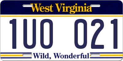 WV license plate 1UO021