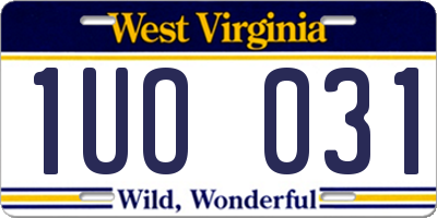 WV license plate 1UO031