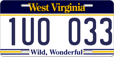 WV license plate 1UO033