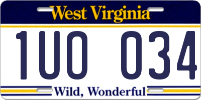 WV license plate 1UO034