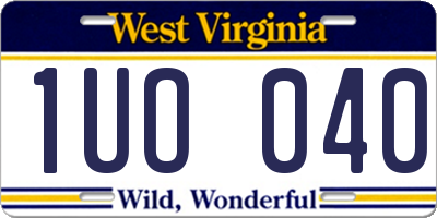 WV license plate 1UO040
