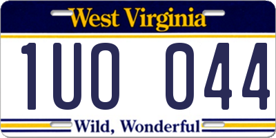 WV license plate 1UO044