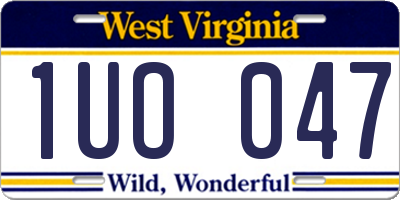 WV license plate 1UO047