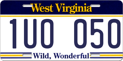 WV license plate 1UO050