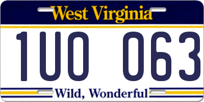 WV license plate 1UO063