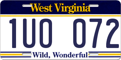 WV license plate 1UO072
