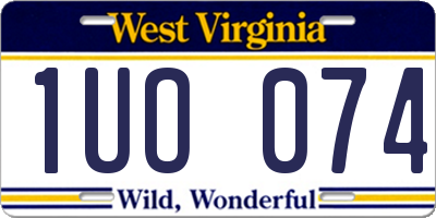 WV license plate 1UO074