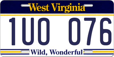 WV license plate 1UO076