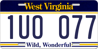 WV license plate 1UO077