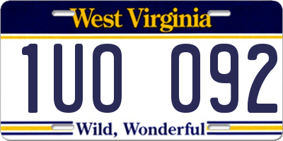 WV license plate 1UO092