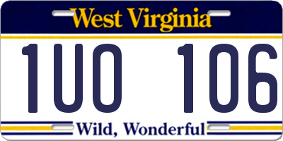 WV license plate 1UO106