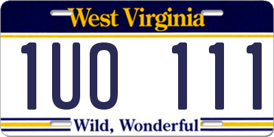 WV license plate 1UO111