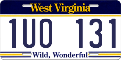 WV license plate 1UO131