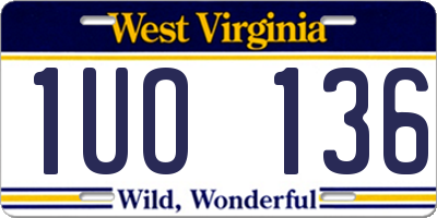 WV license plate 1UO136