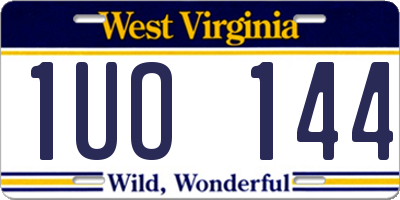 WV license plate 1UO144