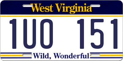 WV license plate 1UO151